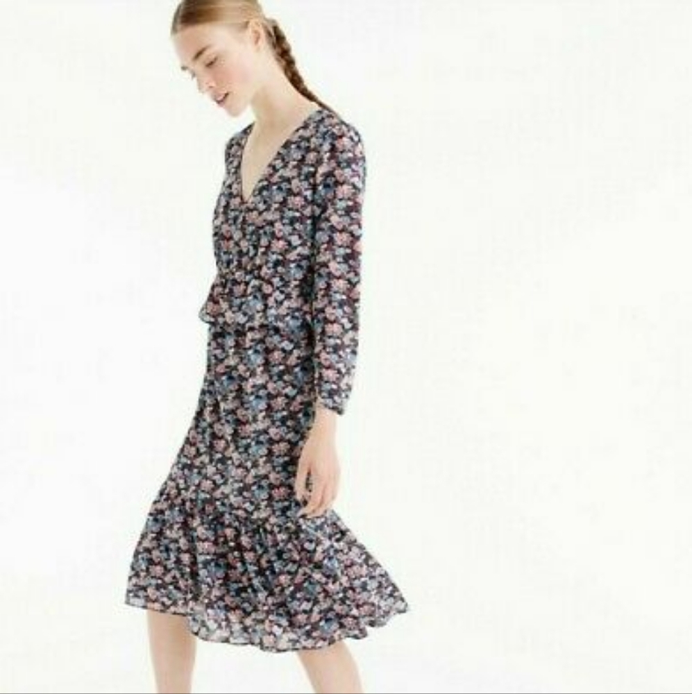 JCrew Ruffle Hem Dress in paisley floral
